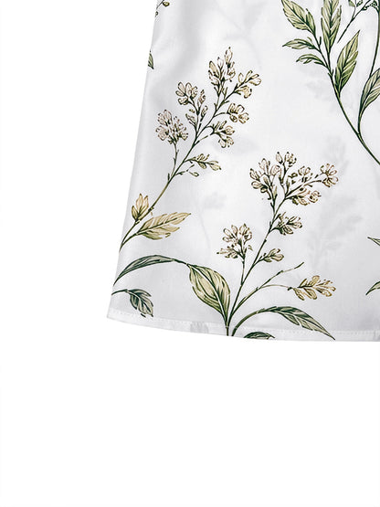Long Sleeves Ruffle Sleeves Buttoned Flower Print Lapel Blouses&Shirts Tops