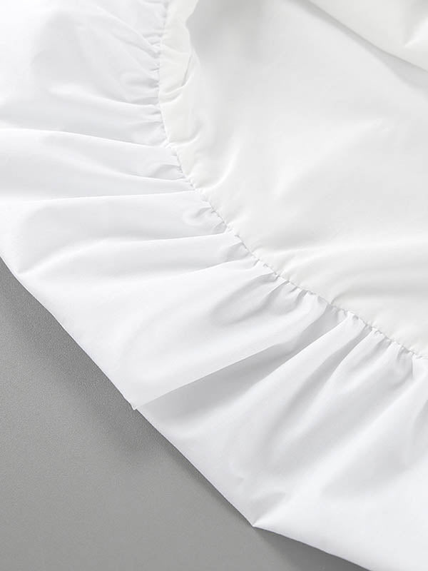 Loose Sleeveless Pleated Solid Color Split-Joint Spaghetti-Neck Midi Dresses