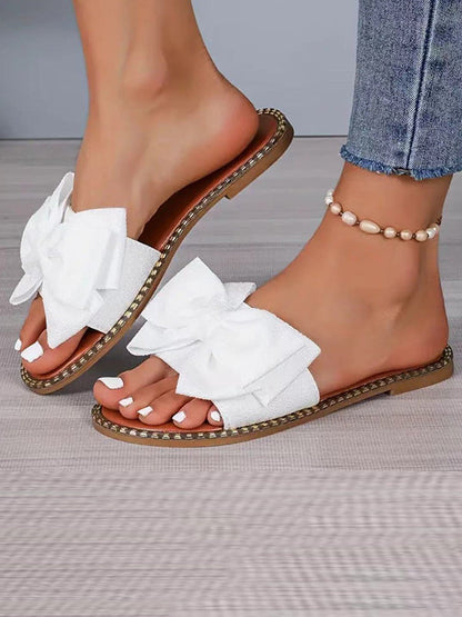 Bowknot Open Toe Split-Joint Slippers