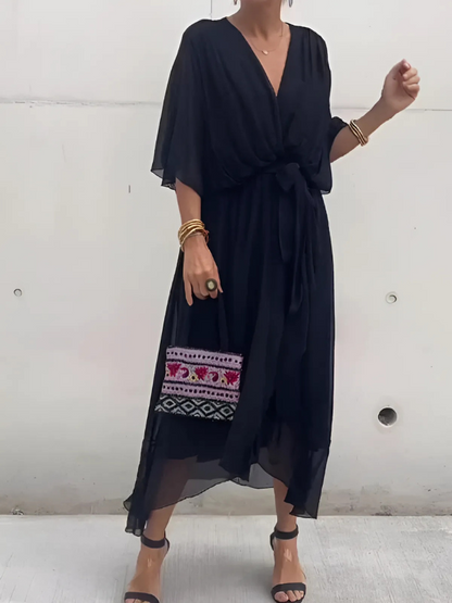 Eden | Women's Wrap Flowy Draped Midi Dress