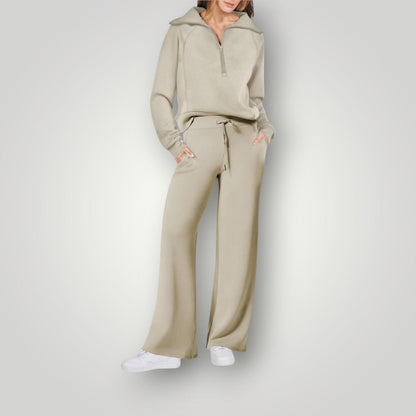 Luna | Women's Loungewear Set Half Zip Sweatshirt Wide Leg Pants