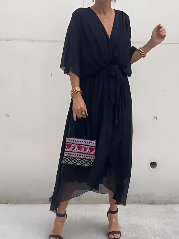 Eden | Women's Wrap Flowy Draped Midi Dress