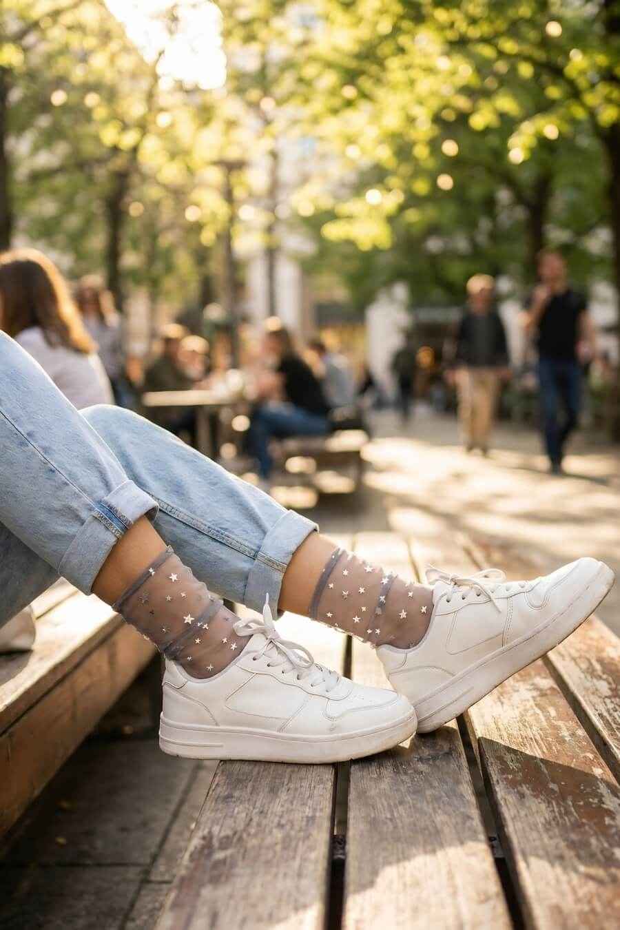 Star Soft Tulle Mesh Sheer Socks
