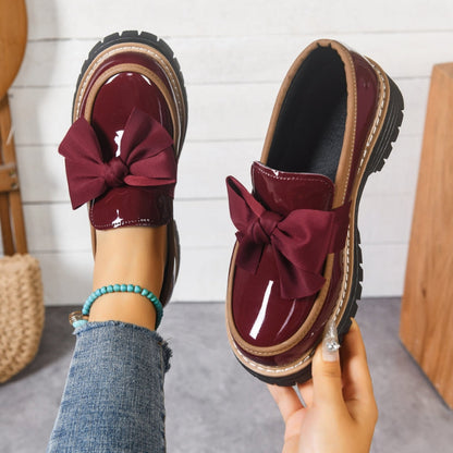 Demi | Women's Bow Loafers Platform Slip On Shoes