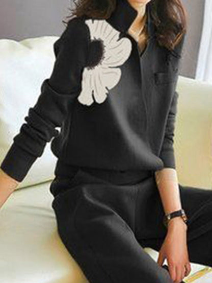 Long Sleeves Loose Asymmetric Floral Printed Split-Joint Lapel Cardigan Tops