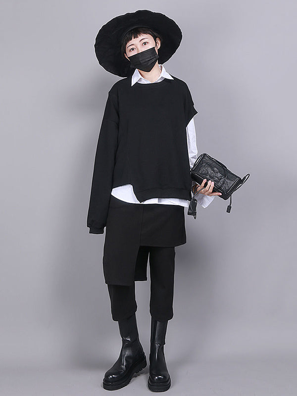 Solid Color Asymmetric High Waisted Pants Culotte