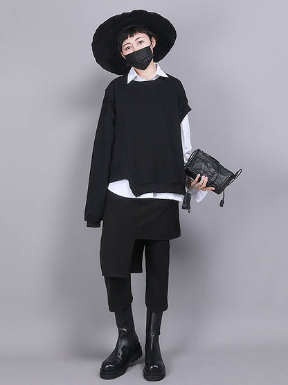 Solid Color Asymmetric High Waisted Pants Culotte