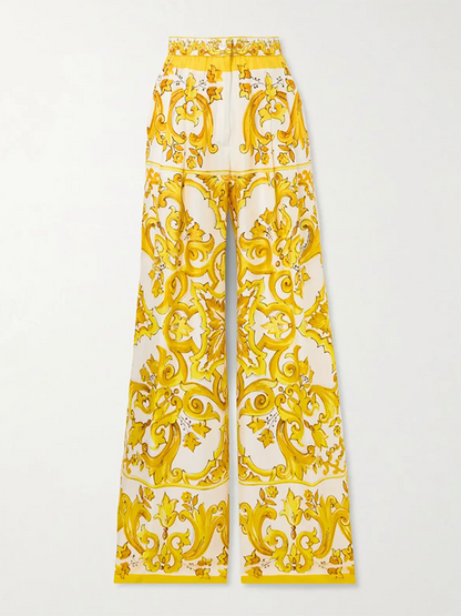 Loose Wide Leg Printed Casual Pants Bottoms Trousers