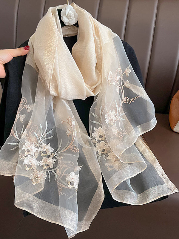 Embroidered Keep Warm Shawl&Scarf BEIGE One_size