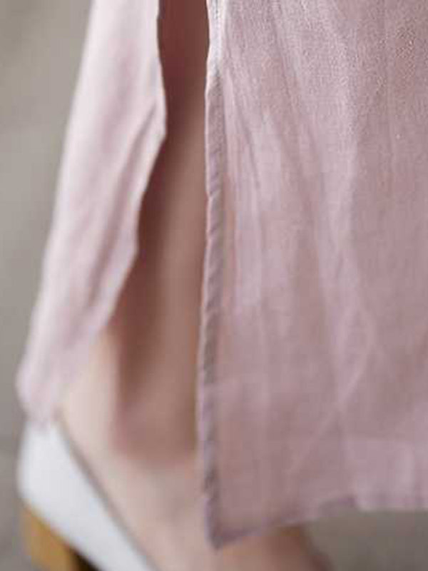 A-Linie Lockere einfarbige Midikleider mit Rundhalsausschnitt 