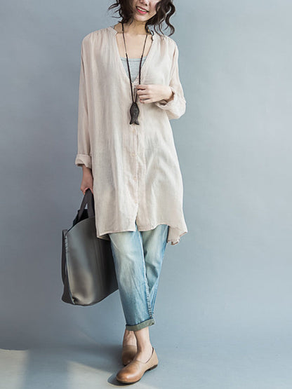 Original Solide Sonnenschutz-Bluse mit V-Ausschnitt 