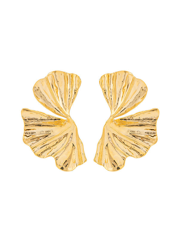 Geometric Pleated Solid Color Earrings Accessories GOLD One_size