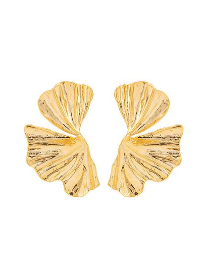 Geometric Pleated Solid Color Earrings Accessories GOLD One_size