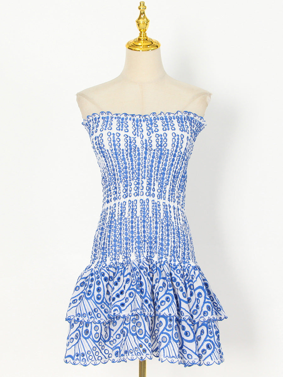 CHIARA Strapless Sumer Bodycon Dress BLUE