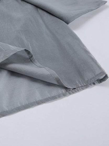 Long Sleeves Backless Ruffled Solid Color V-Neck Blouses&Shirts Tops