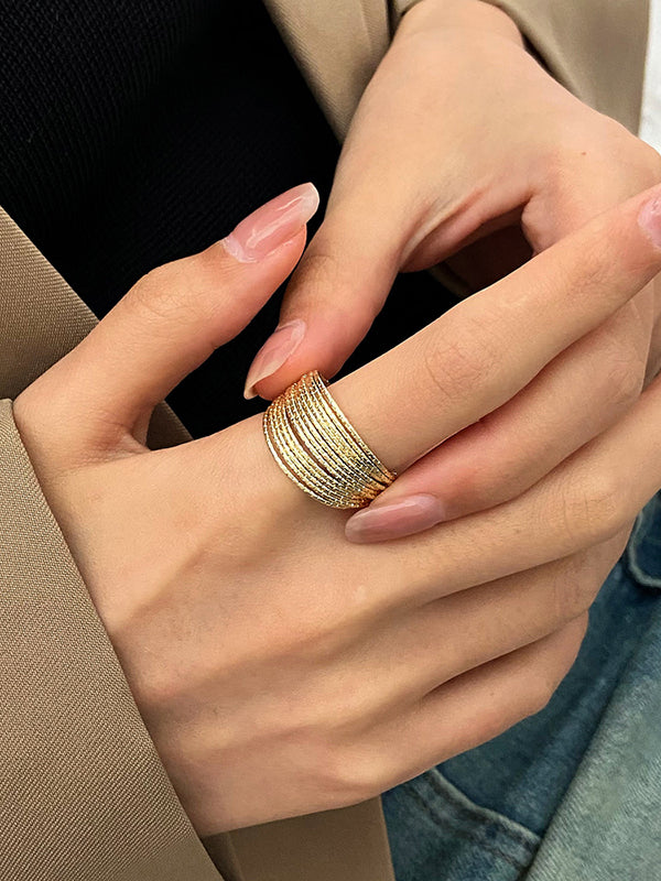 Bagues creuses réglables à paillettes de couleur unie, accessoires 