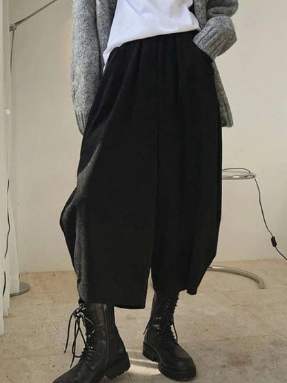 Haremshose Weites Bein Elastizität Einfarbige Hose mit geteiltem Bein 