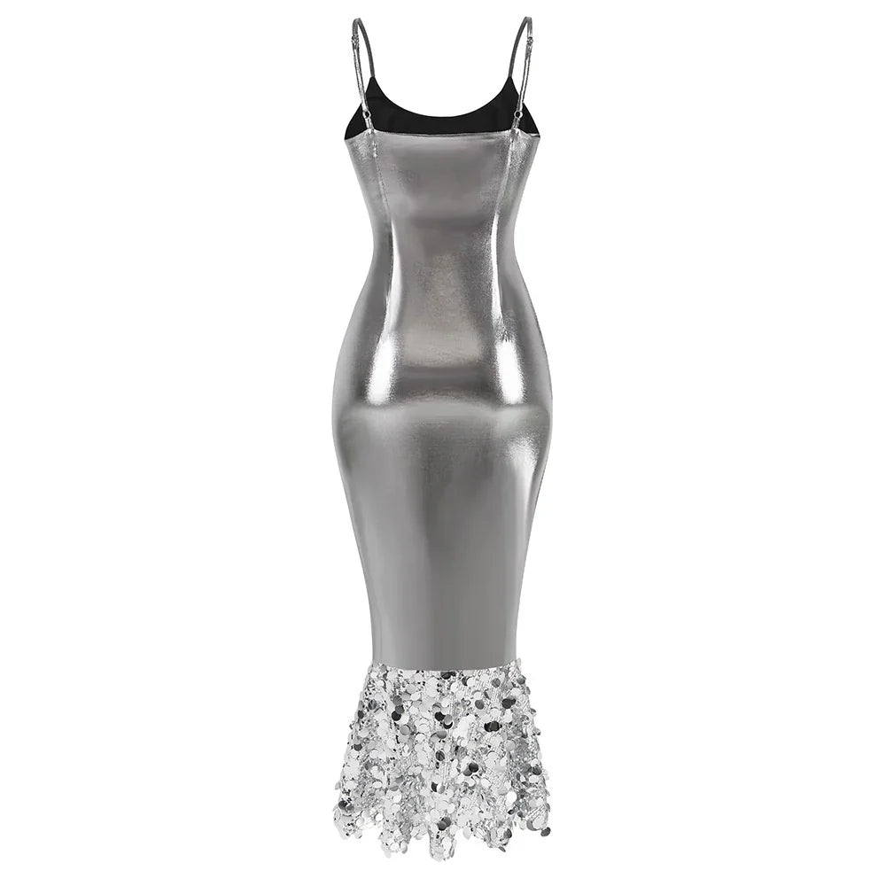 NEXT DAY DELIVERY ASENAT Metallic Bodycon Dress