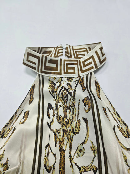 Sleeveless Wide Leg Printed Halter-Neck Jumpsuits