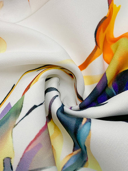 Long Sleeves Floral Printed Split-Joint Lapel Blazer Suit Outerwear