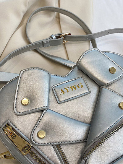 Heart Shape Split-Joint Zipper Bags Crossbody Bags Handbags