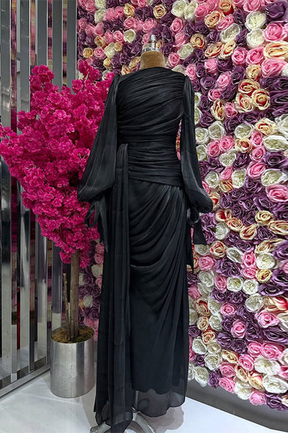 Sonia Lantern Sleeve Ruched Maxi Dress