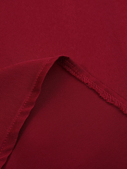 Loose Puff Sleeves Pleated Solid Color Split-Joint Stand Collar Blouses