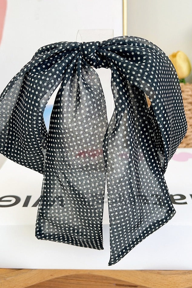 Polka Dot Ribbon Bow French Barrette Clip