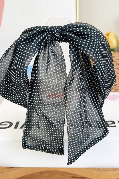 Polka Dot Ribbon Bow French Barrette Clip