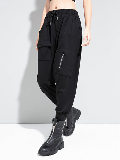 Simple Solid Elasticity Harem Pants
