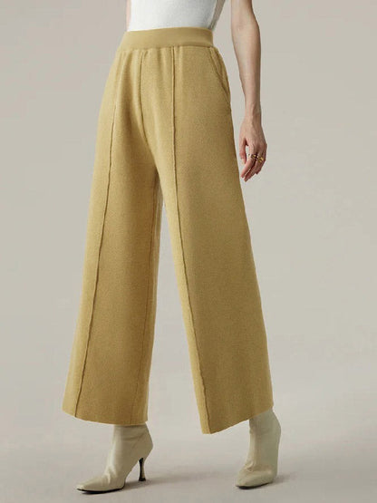 Ninth Pants Wide Leg Solid Color Pants Trousers