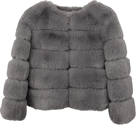Women Retro Thick Fur Coat | Warm Winter Outerwear grey