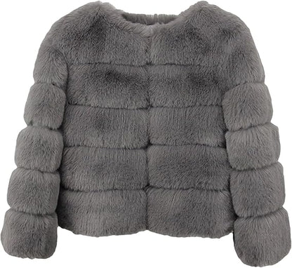 Women Retro Thick Fur Coat | Warm Winter Outerwear grey