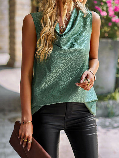 Loose Sleeveless Leopard Heaps Collar Vest Top
