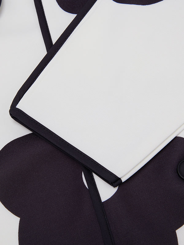 Lange Ärmel, lockere Kontrastfarbe, Blumendruck, geteilter Stehkragen, Jacken-Oberbekleidung 