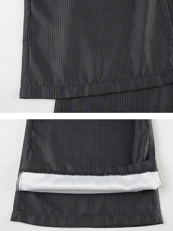 Flared Pants Loose Buttoned Striped Suit Pants Trousers