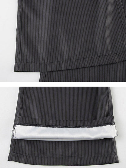 Flared Pants Loose Buttoned Striped Suit Pants Trousers