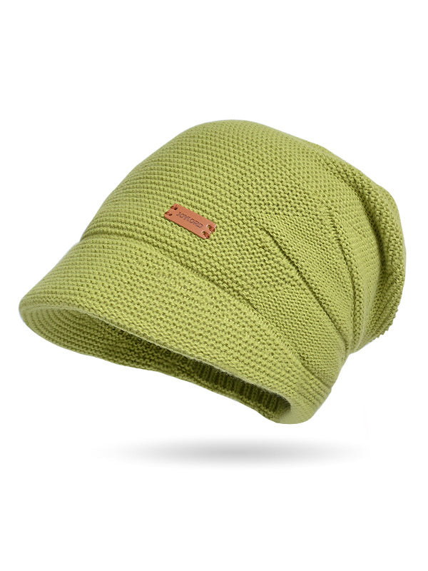 Flat Brim Solid Color Split-Joint Hats Knitted Hats