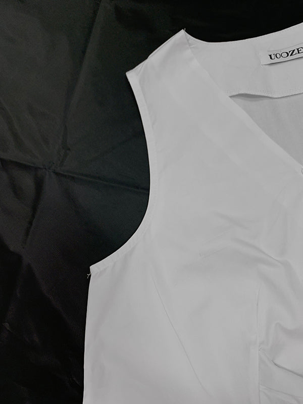 A-Line Loose Knot Solid Color V-Neck Vest Top