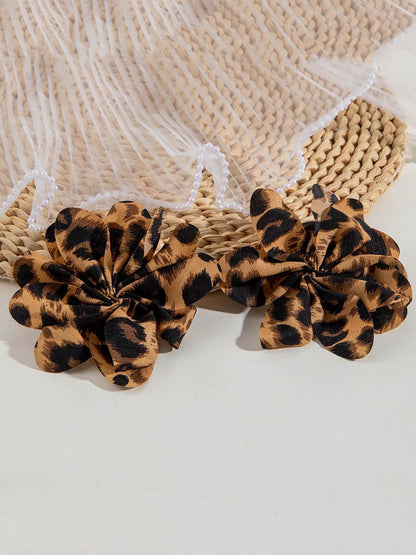Flower Shape Leopard Drop Earrings