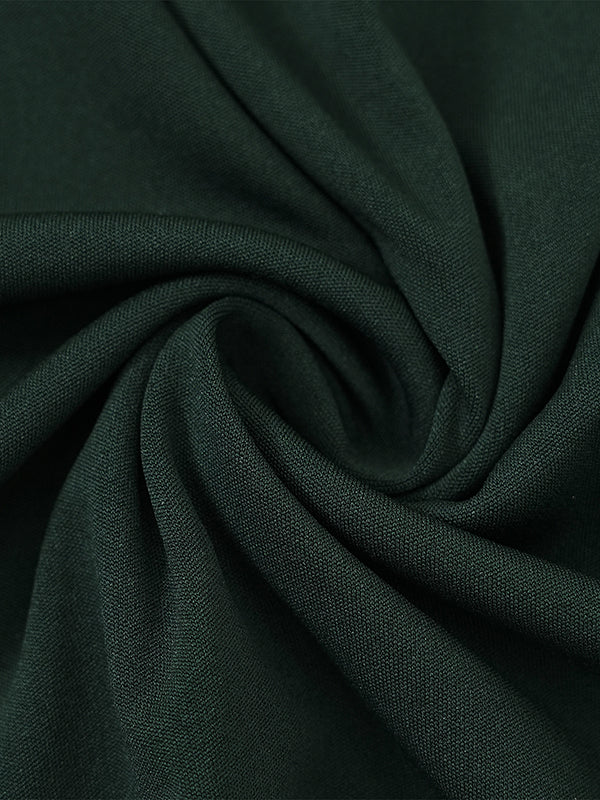 A-Line Long Sleeves Gauze Pleated Split-Joint V-Neck Midi Dresses