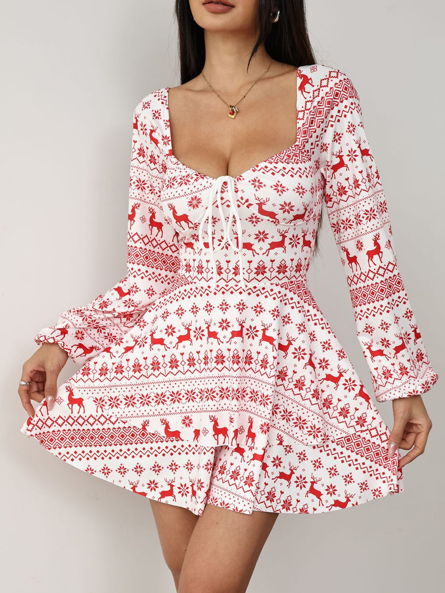 A-Line High Waisted Backless Double Layered Drawstring Elasticity Pleated Square-Neck Rompers