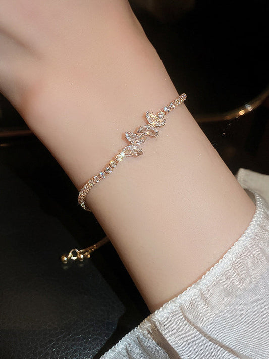 Adjustable Geometric Rhine Stones Shiny Bracelet Accessories GOLD One_size
