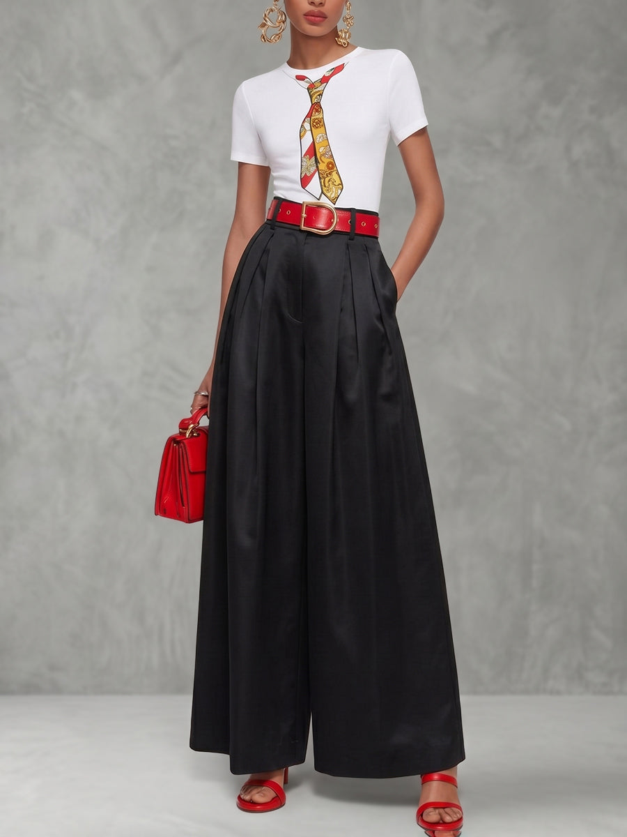 Printed Skinny Short Sleeves Round-Neck T-Shirts Tops