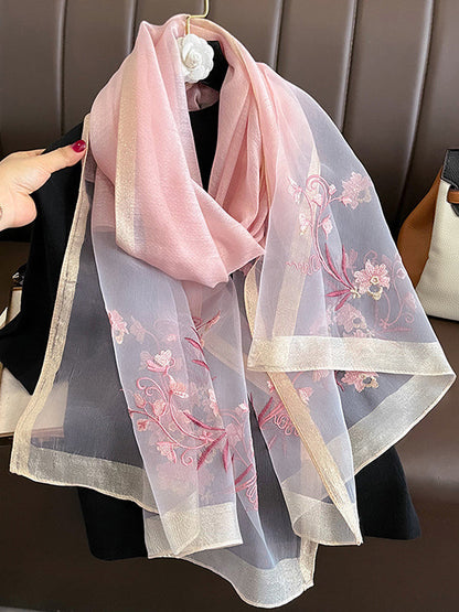 Embroidered Keep Warm Shawl&Scarf PINK One_size