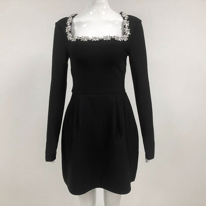 NEXT DAY DELIVERY MADDIE Long Sleeve Mini Bandage Dress M BLACK