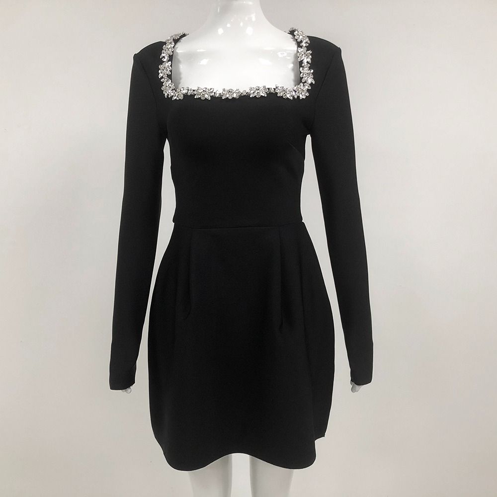 MADDIE Long Sleeve Mini Bandage Dress BLACK