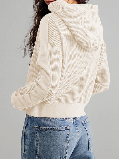 Veste à capuche, manches longues, poches boutonnées, fermeture éclair fendue, vêtements d'extérieur à capuche 