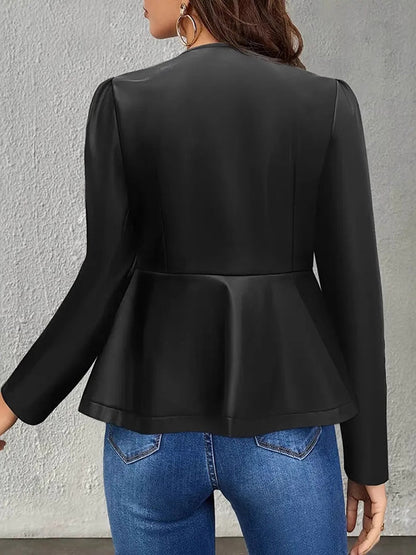 Long Sleeves Loose Split-Joint Zipper Round-Neck Jackets Outerwear