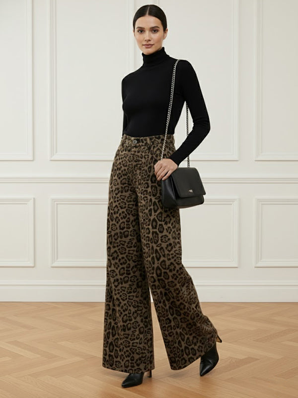 Urban Leopard Patchwork Wide Leg Pants